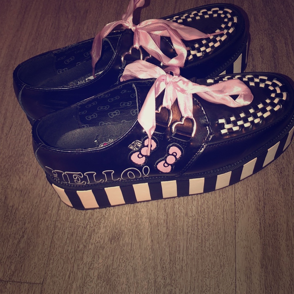 T.U.K. x Hello Kitty Black Pink Platform Creepers